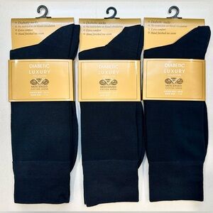 Diabetic Luxury Collection Mercerized Cotton Men’s Socks Navy Lot(3)